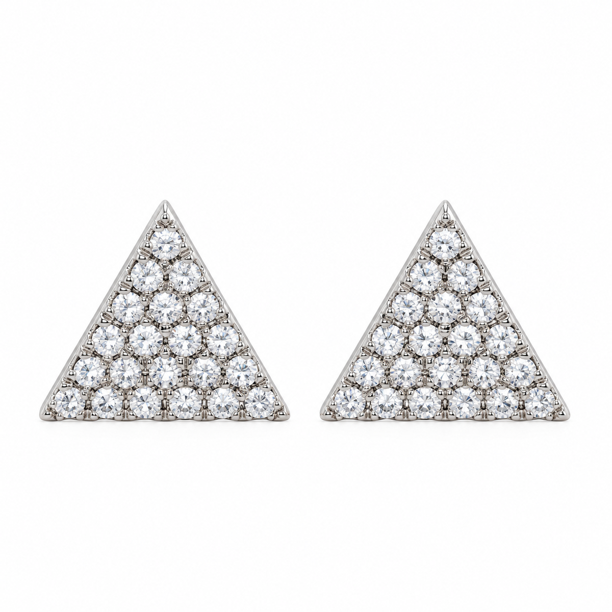 14K Solid Gold Diamond Triangle Stud Earrings | Minimalist Jewelry