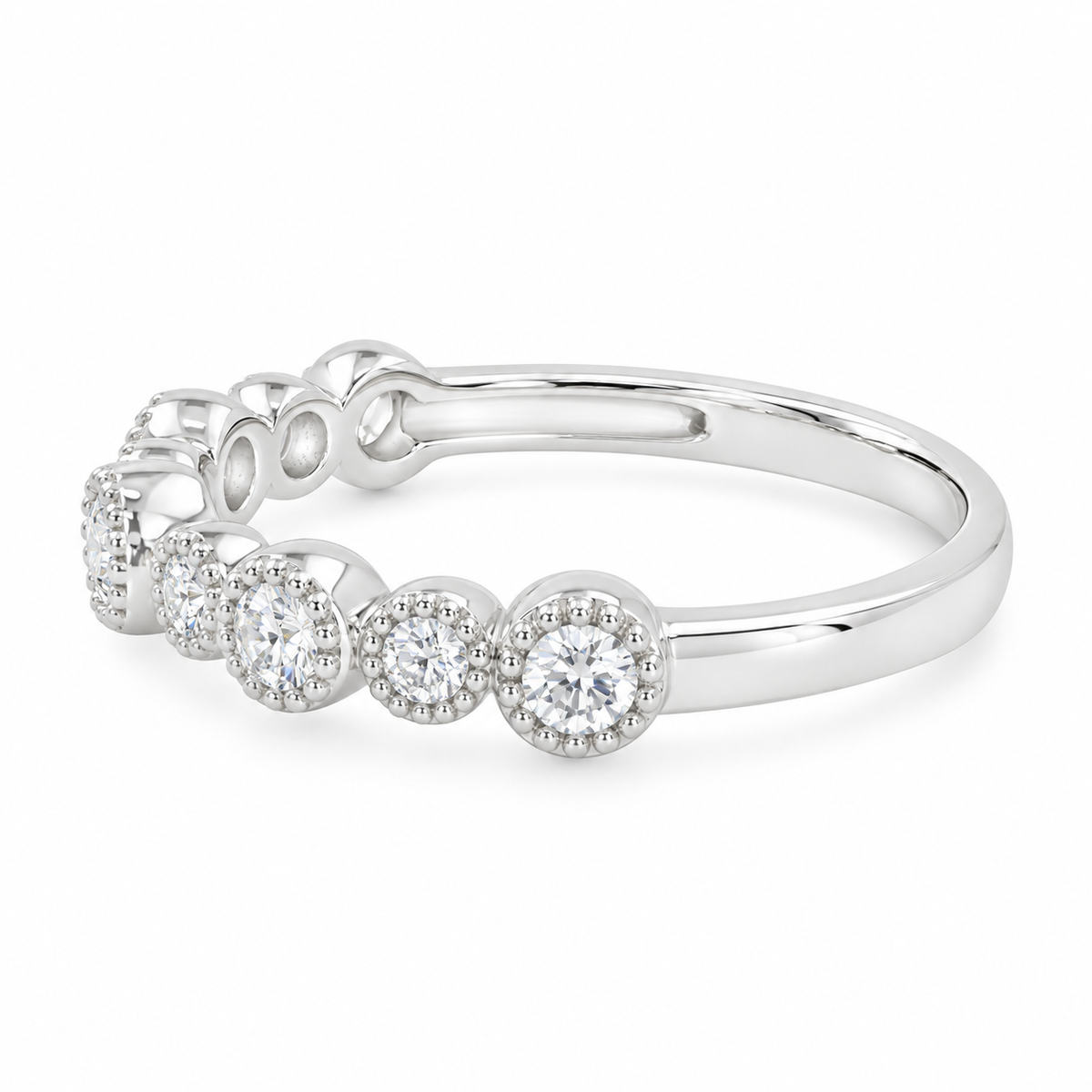18K White Gold Natural Diamond Ring 3/10 CTW Round Cluster Band Bridal Wedding Anniversary Gift Elegant Fine Jewelry