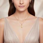 14K Yellow Gold Sapphire Ombre Necklace, Diamond Accent, Geometric Pendant