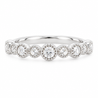 18K White Gold Natural Diamond Ring 3/10 CTW Round Cluster Band Bridal Wedding Anniversary Gift Elegant Fine Jewelry