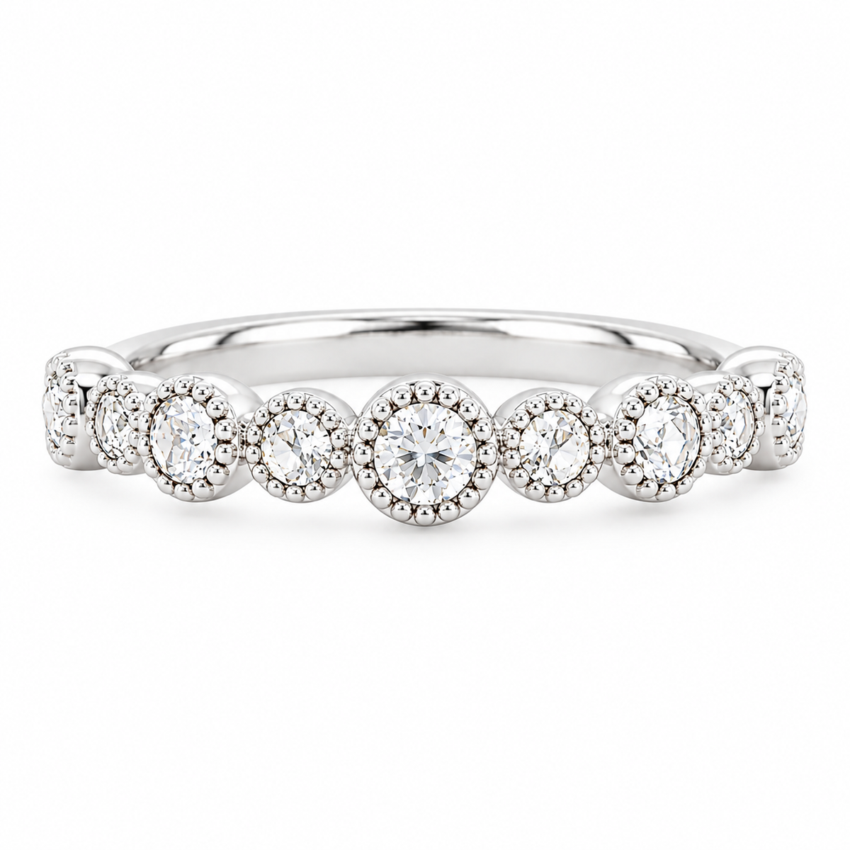 18K White Gold Natural Diamond Ring 3/10 CTW Round Cluster Band Bridal Wedding Anniversary Gift Elegant Fine Jewelry