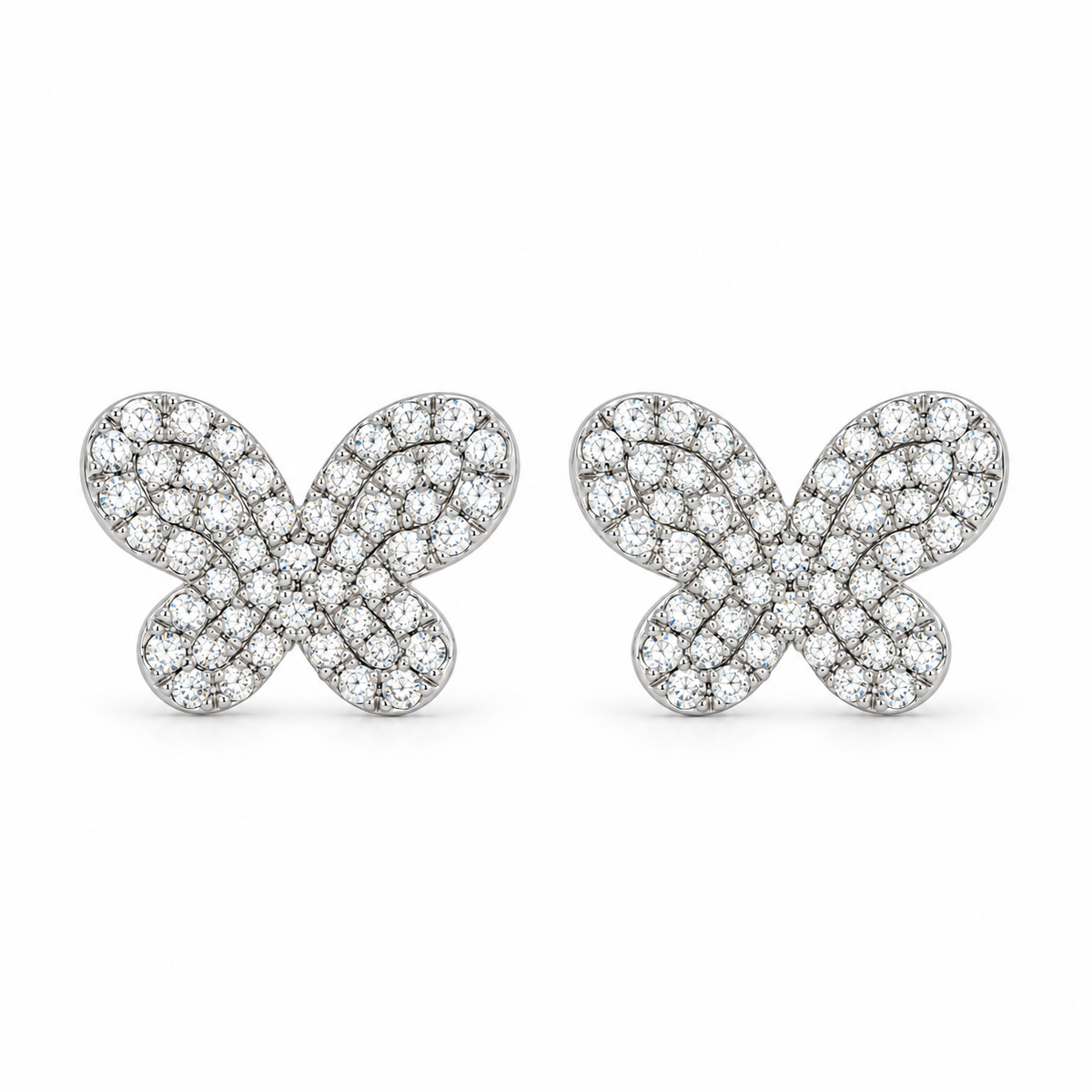 14K White Gold Diamond Butterfly Earrings | Dainty Anniversary Jewelry