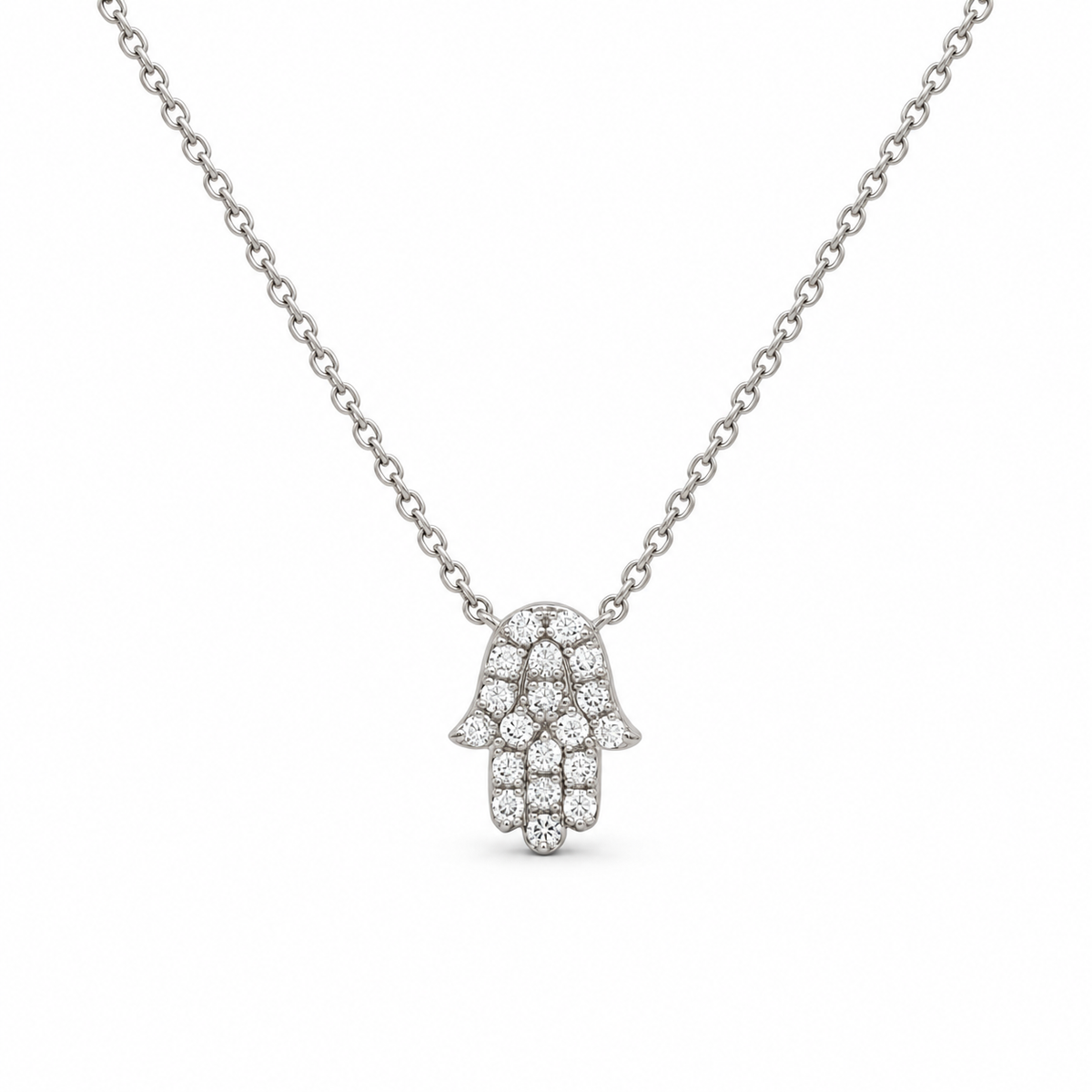 14K Solid Gold Diamond (1/5CTW) Hamsa Necklace