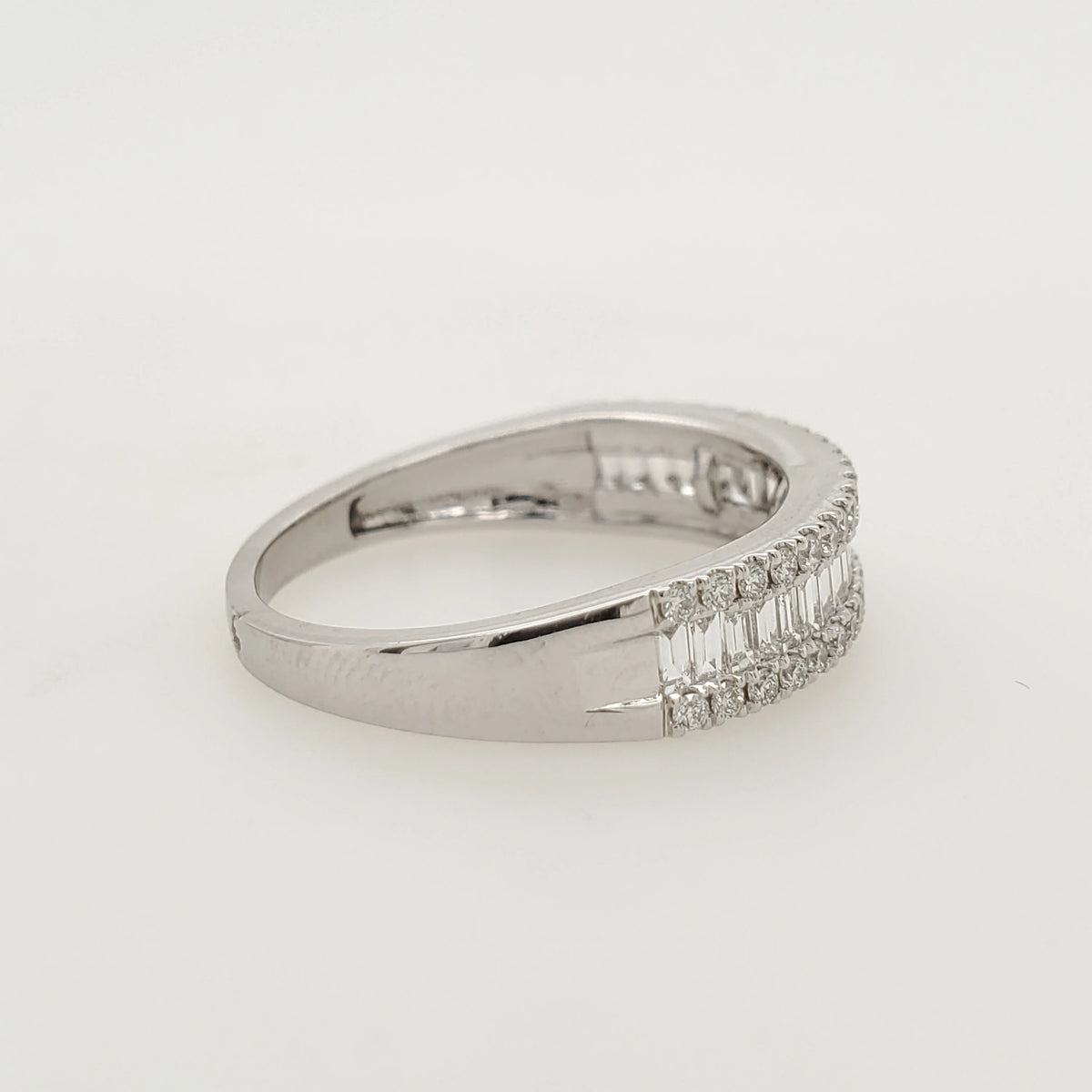 14K Gold Baguette & Round Cut Diamond Band Ring | Anniversary Jewelry