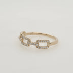 14K Yellow Gold Diamond Chain Link Ring 1/10 CTW Round Cut Dainty Openwork Stackable Fine Jewelry Gift