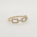 14K Yellow Gold Diamond Chain Link Ring 1/10 CTW Round Cut Dainty Openwork Stackable Fine Jewelry Gift