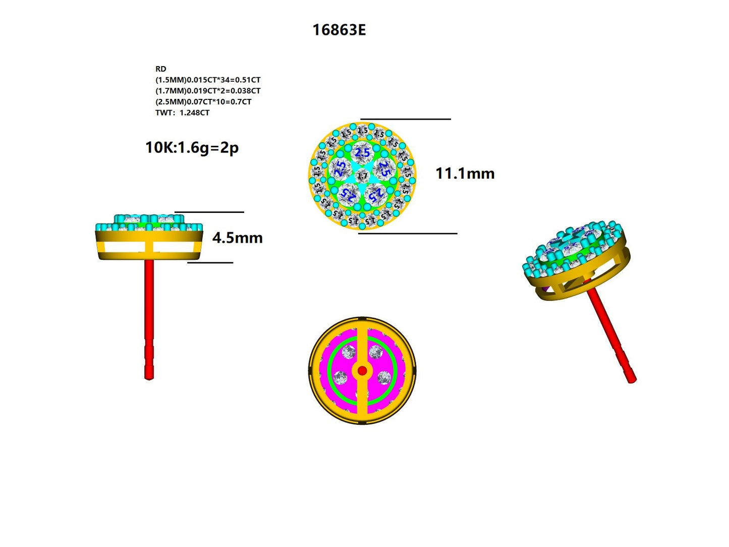 16863E Earring With Diamond