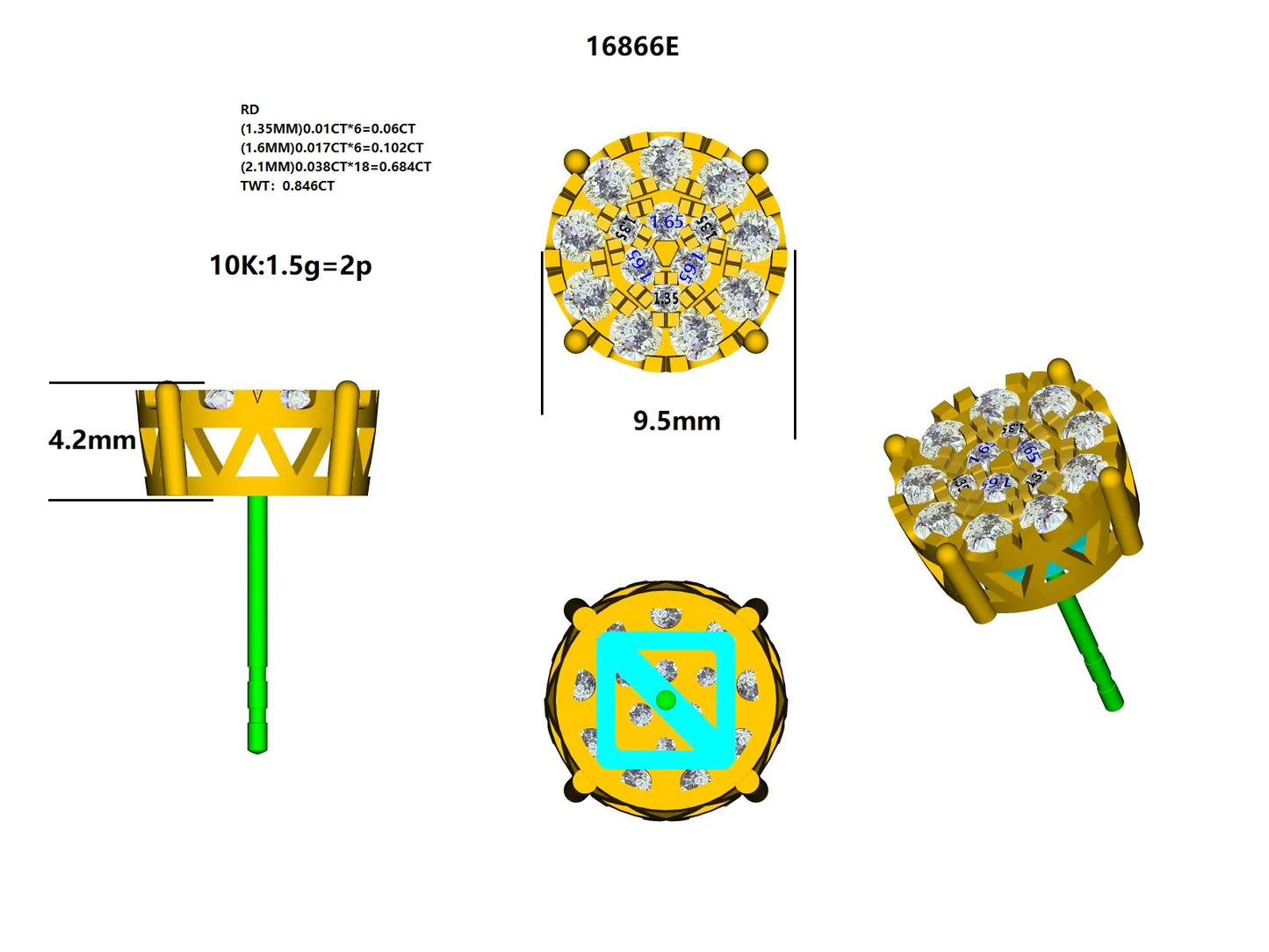 16866E Earring With Diamond