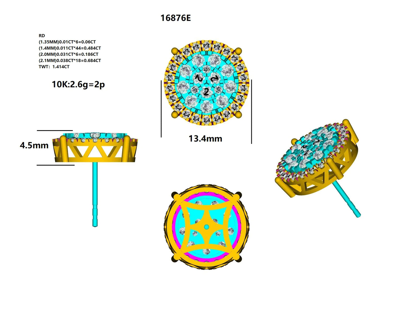 16876E Earring With Diamond